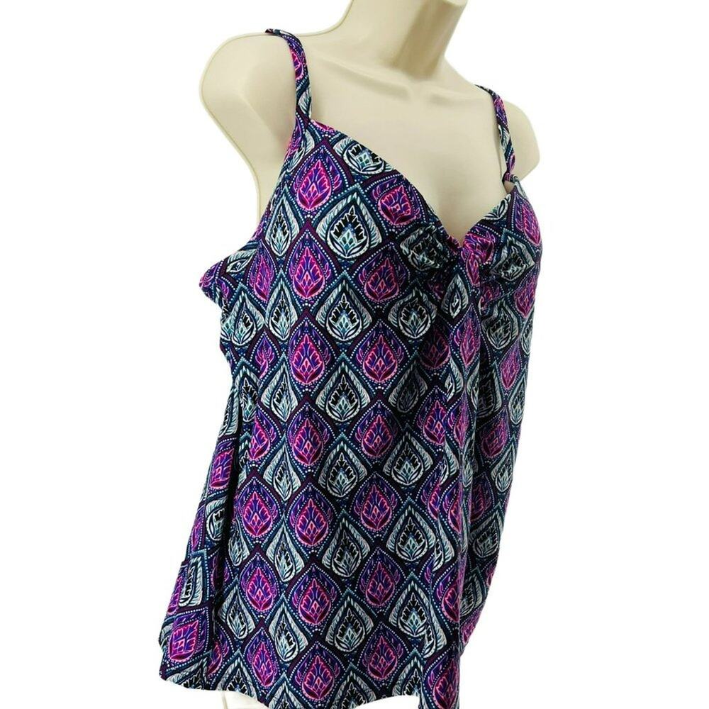 Island Escape Heaven Sent Scorpio Tankini Top Womens Swim Size 16 - Picture 3 of 10